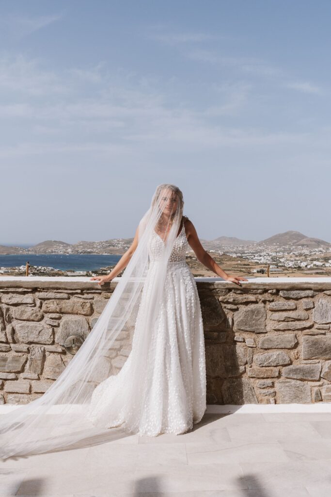 editorial destination wedding bridal portrait in greece by Sawyer & Co