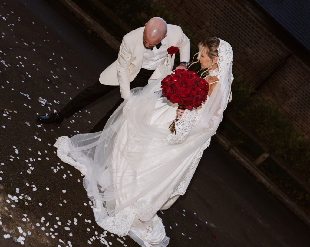 Bride and Groom outside the church in Essex
